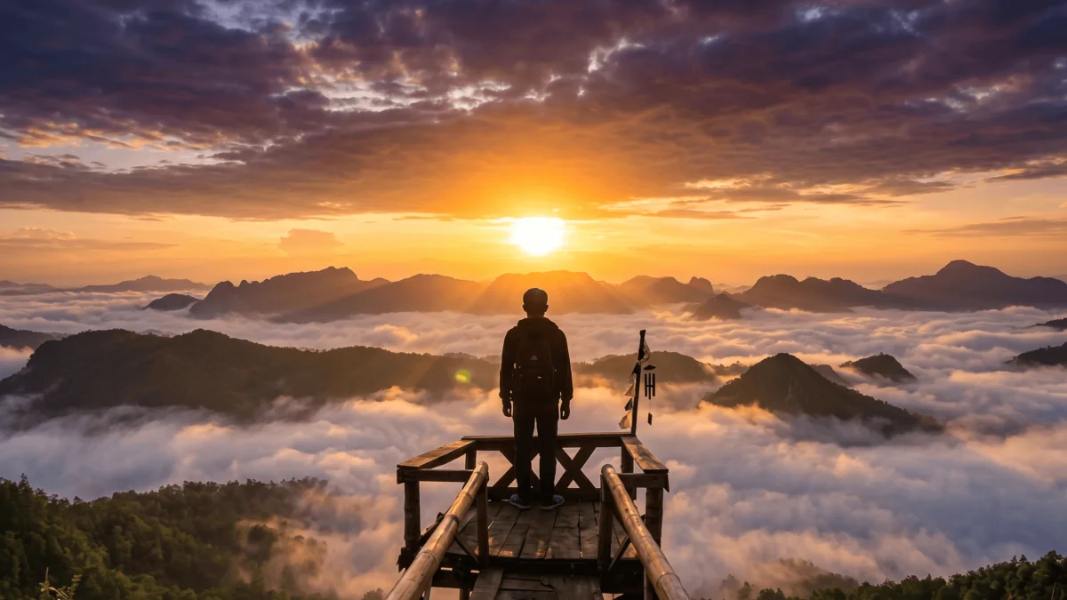 Matahari Terbit Ajaib Di Atas Awan di Bukit Panguk